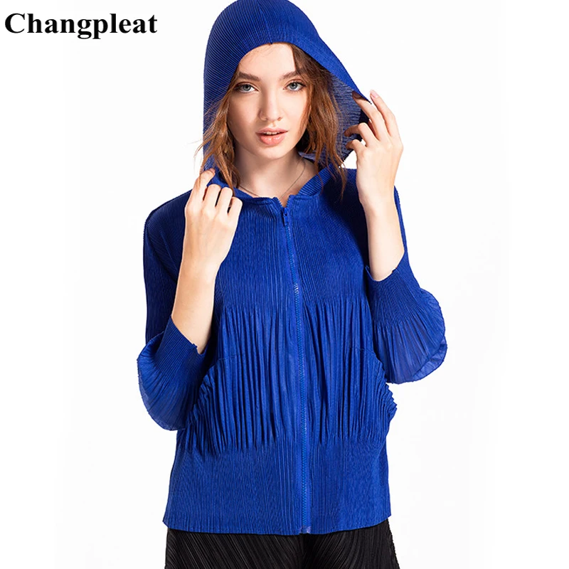 Changpleat 2018 Новая Осенняя Женская куртка с капюшоном Miyak плиссированные Модные