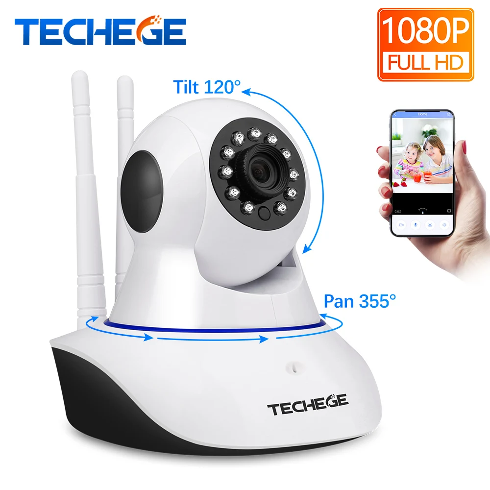 Techege беспроводной 1080 P HD ночного видения Wifi ip камера 355 вращение поддержка