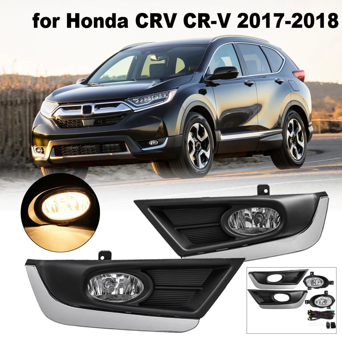 DC 12 V 40A H11 лампы пара бампер из АБС-пластика Противотуманные фары для Honda/CRV/CR-V дальнего света w/Жгут проводов передний левый и правый