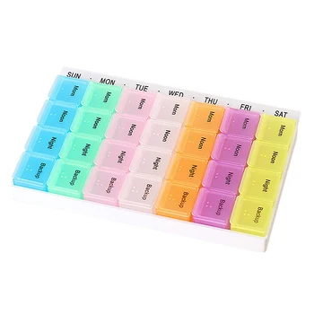 

Closed Pill Box Family Storage Box Travel Pack 28 Clamshell 7 Days Week Pill Box Portable Pill Box