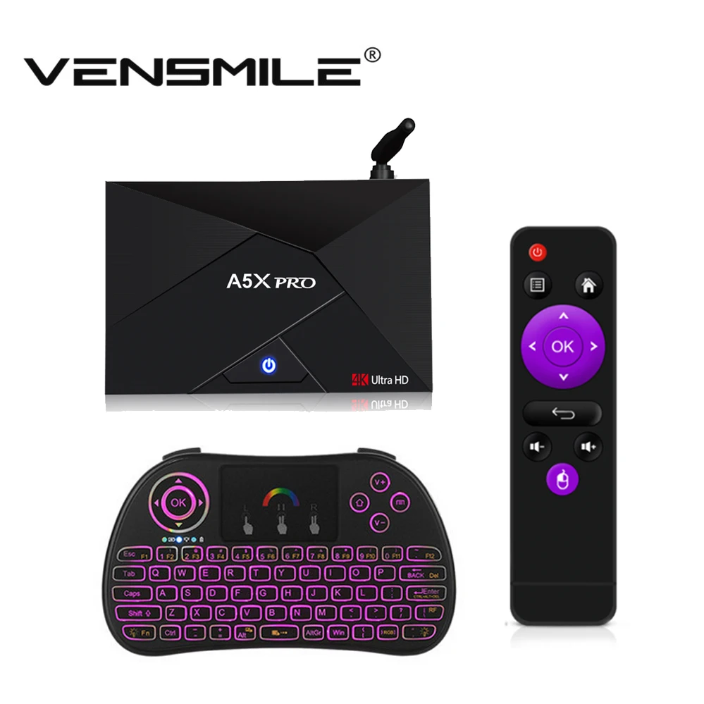 

Vensmile  Android 7.1 OTT Smart Box A5X Pro Smart TV Box Rockchip RK3328 Quad-Core WIFI 4K Ultra HD Set Top Box 2017