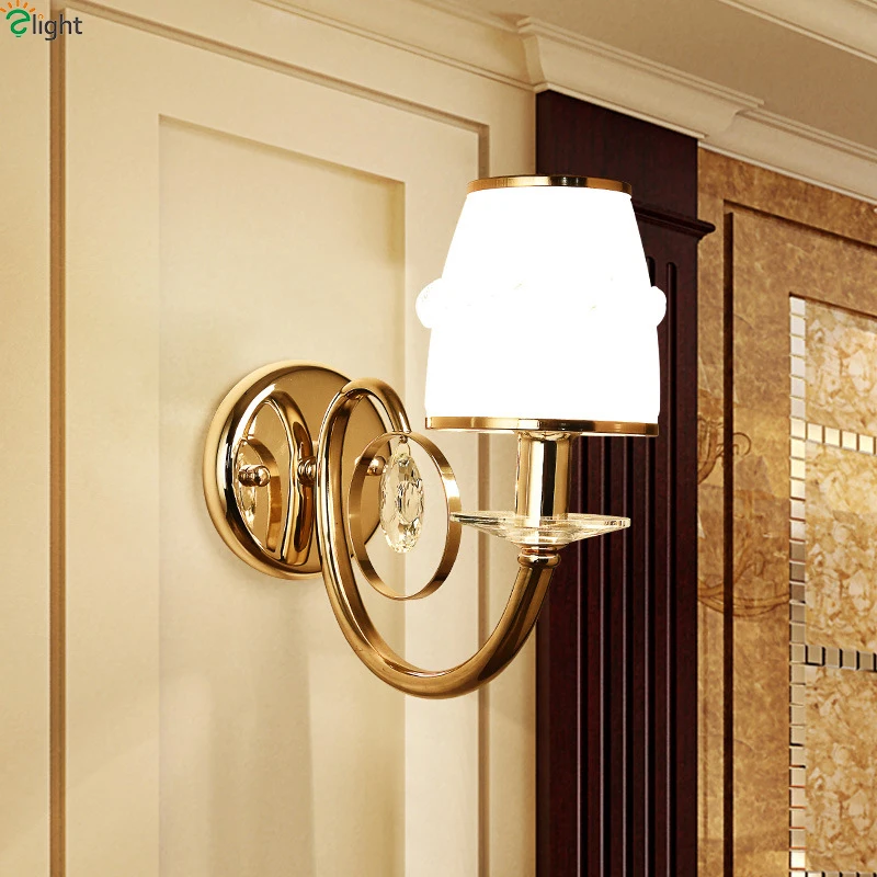 

Modern Lustre Crystal Led Wall Lamp Gold Metal Bedroom Led Wall Lights Fixtures Living Room Led Wall Light Corridor Wall Sconce