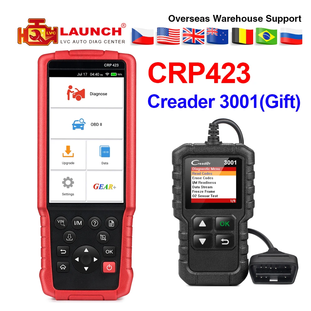 

LAUNCH CRP423 OBD2 Code Reader Scanner support Engine/ABS/Airbag/AT OBD 2 CRP 423 Auto diagnostic tool Free Update PK CRP 123