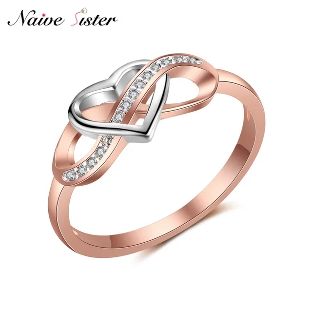 Cute Heart Engagement Ring Rose Gold Color Infinity Shape Wedding Cute Heart Engagement Ring Rose Gold Color Infinity Shape Wedding Rings For Women Friend Love Gifts