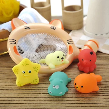 

6PCS Bath Toy Baby Float Water Classic Bathing Swimming Educational Toy for Baby Plastic Fish Animal Funny Game for the Bathroom