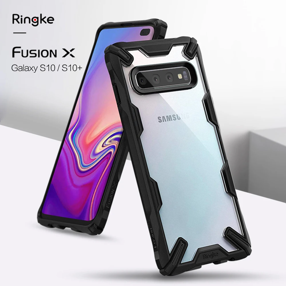 

Ringke Fusion X Phone Case for Galaxy S10 Heavy Duty Shock Absorption Transparent Hard PC Back Soft TPU Frame for S10 Plus