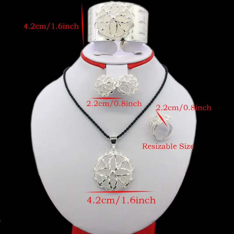 Новинка, ювелирный набор невесты, посеребренный, эритрейский/Эфиопский/Африканский, ожерелье/Подвеска/браслет/серьги/кольцо, свадебные ювелирные наборы