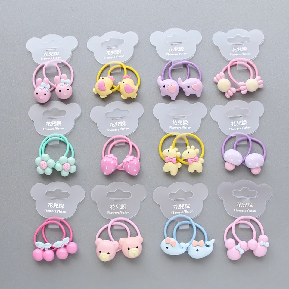 

10pairs/lot Cute Little Girls' Mini Colorful Bunny Elephant Hair Ties Mushroom Elastic Hair Band Hairband Hair Accessories HT033