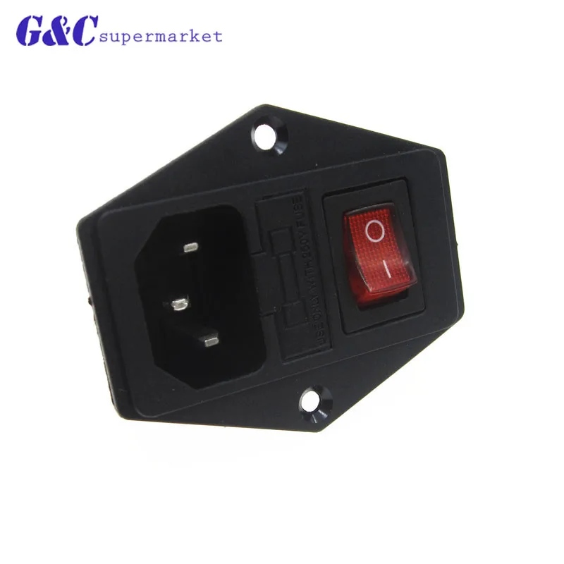 3 in 1 Fuse switch socket with light,AC power socket 4Pin 10A 250V with Fuse Block+ 3 Terminal Power Socket 10A Fuse