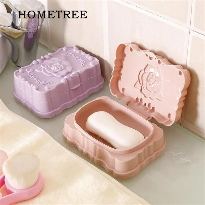 Домашняя Новинка, резная коробка для мыльницы с розой, чехол-держатель для мытья, пыленепроницаемый душ, аксессуары для ванной комнаты, набор мыльниц, 4 цвета, H24