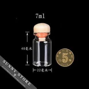 10 шт./лот 22x40x12,5 мм 7 мл пустые стеклянные бутылки деревянная крышка с силиконовым уплотнением прозрачные стеклянные банки желая подвески в форме бутылочек