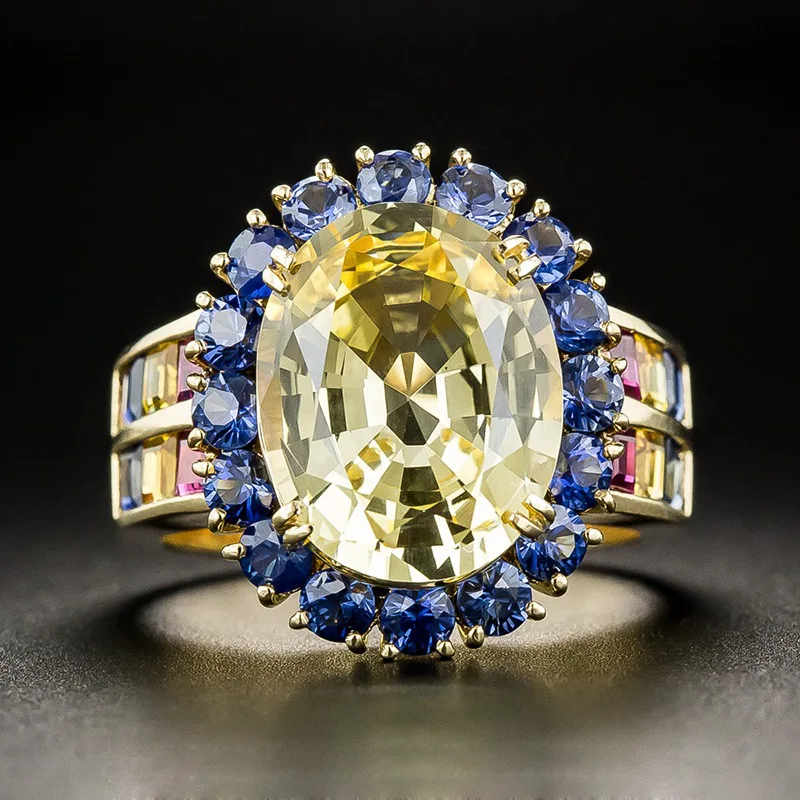 

Utimtree Vintage Gold Color Rings for Women Yellow Oval Austrian Crystal Wedding Party Fashion Bands Ring Jewelry Top Quality