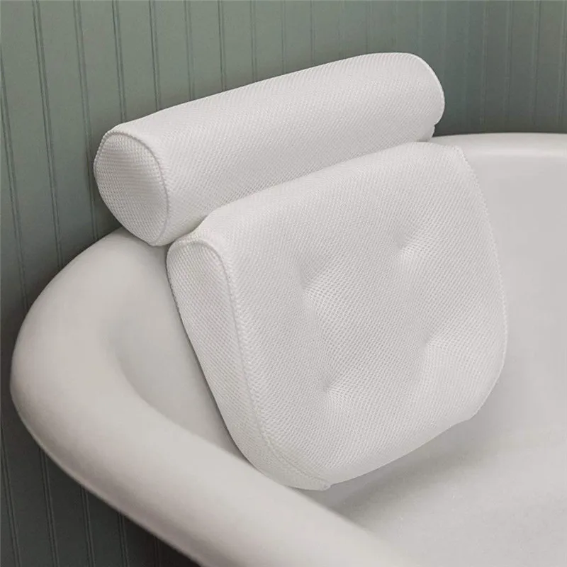

3D Mesh Bathroom Spa Bathtub Pillow Non-Slip Cushioned Bath Tub Jacuzzi Pillow Headrest With Suction Cup Neck Bath Cushion Relax
