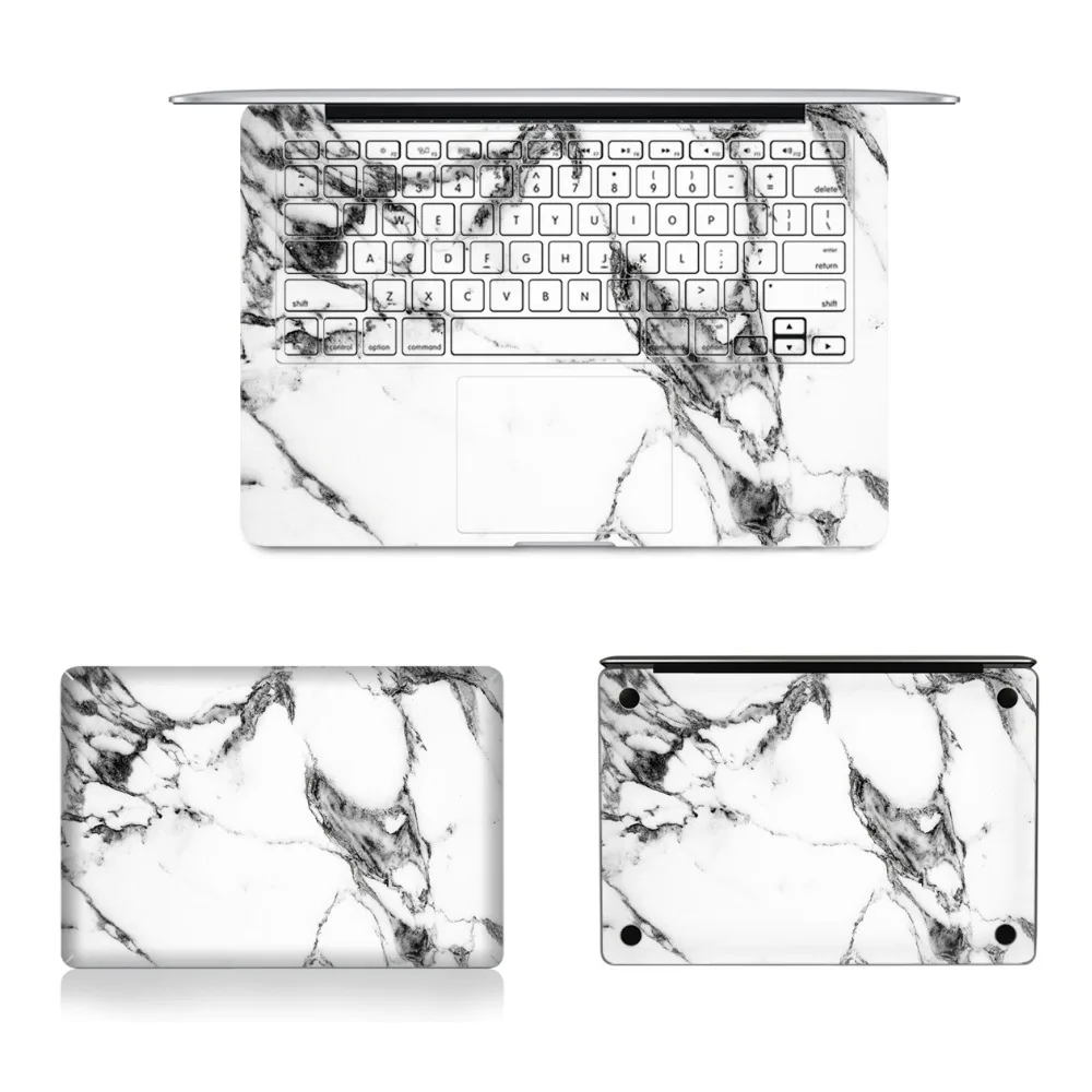 YCSTICKER Laptop Sticker Full Vinyl Decal White Marble Skin For Macbook Air Retina Pro 13 15 Top