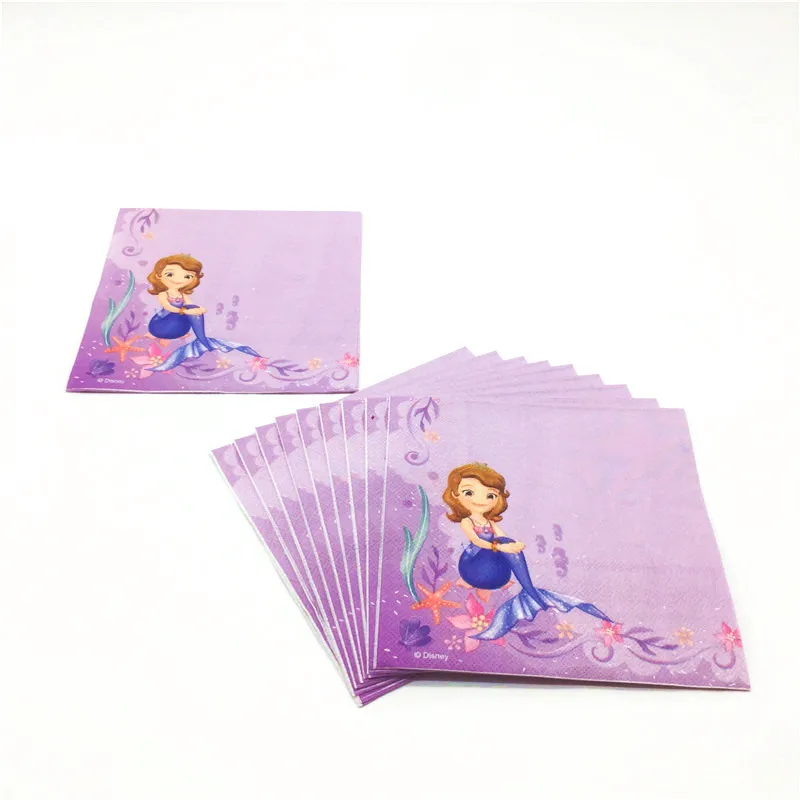 

10pcs/lot Disney Princess Sofia Theme Paper Napkin Child Birthday Party Dinner Napkin Tissue Event & Party Decoration Supply