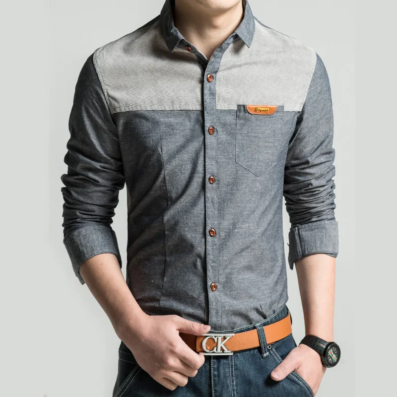 Beste MIACAWOR Originele Ontwerp Mannen Shirt Hoge Kwaliteit Casual Shirts Slim Fit Lange mouw Camisa Masculina Camisa Sociale Plus Size C215