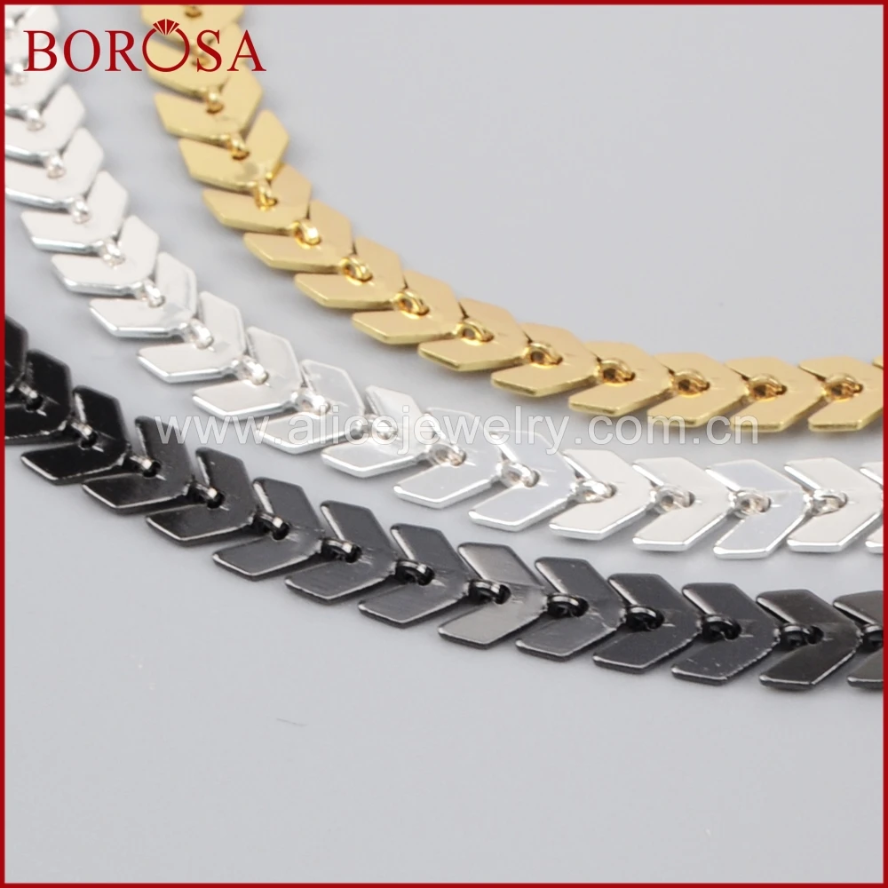 BOROSA Copper Metal Fishtail Chain for Necklace Bracelet,Chain Jewelry Makings Findings 