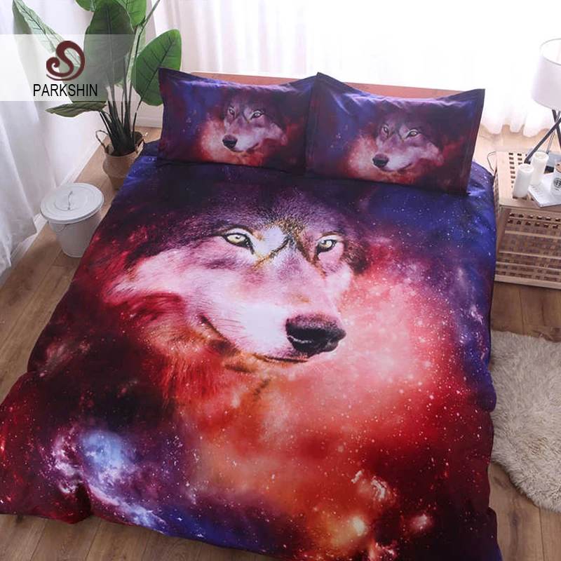 Parkshin Bedding Set 3d Pattern Star Wolf Bedspread Bed Cover