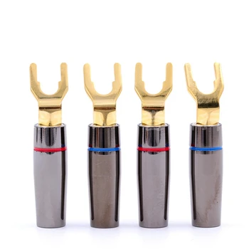 

EIZZ Amps sound box terminal without welding Y insert 24K gold plated copper horn wire Y plug Banana Plug Y Fork Spade Connector