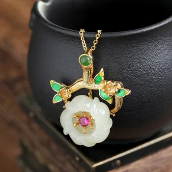 

BOCAIplated cloisonne natural hetian plum blossom female character joker pendant restoring ancient ways