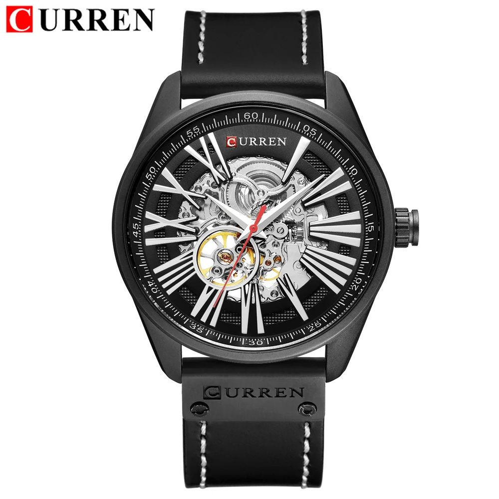 آلي الميكانيكية ووتش الرجال العلامة التجارية التلقائي ووتش رجالي جلدية للماء الأعمال ووتش الرجال كوارتز ساعة رجل Relogios