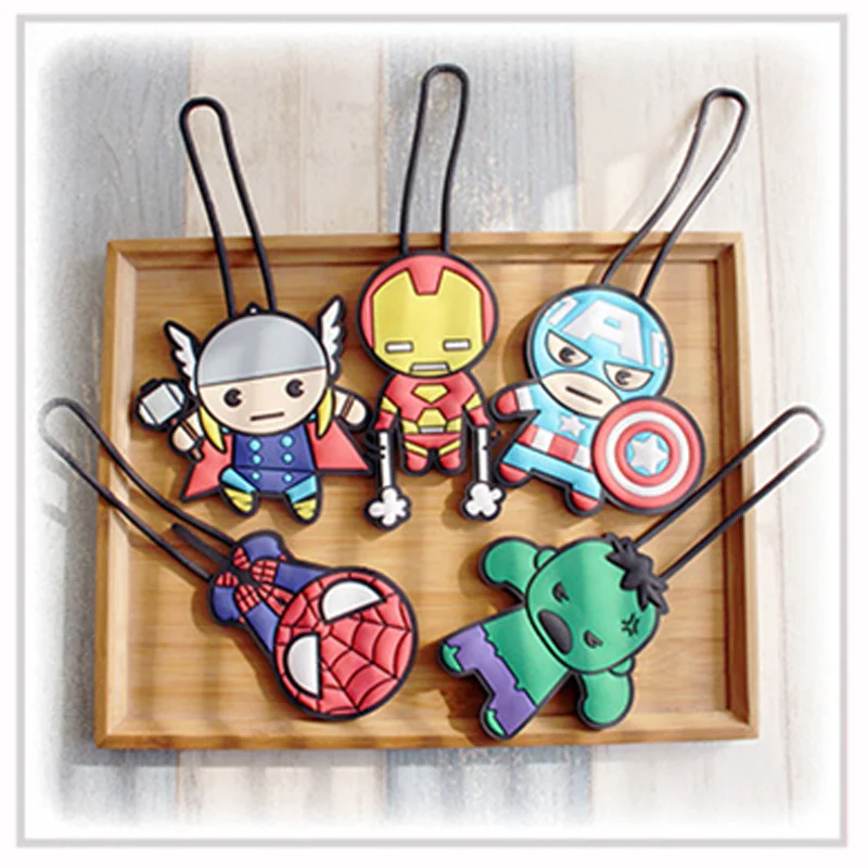 

Travel Accessories Spiderman Raytheon Hulk iron Man Luggage Tag Silica Gel Suitcase ID Addres Holder Baggage Boarding Tags