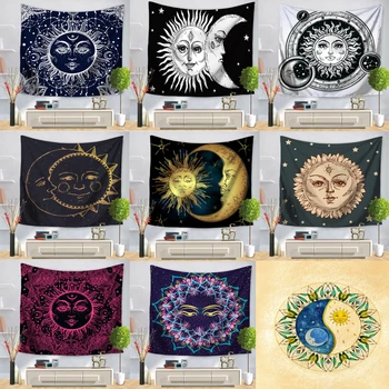 

Sun Moon Mandala Indian Tapestry Hippie Wall Hanging Bedspread Throw Cover Bohemian Beach Mat Home Decor Blanket