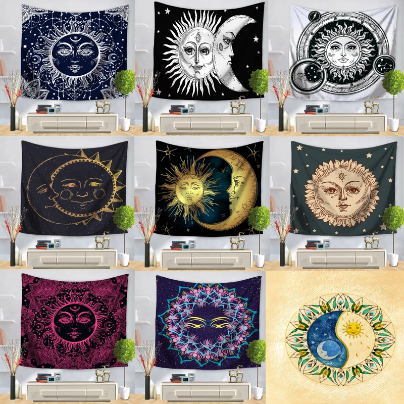 Sun Moon Мандала индийский гобелен хиппи стены Висячие покрывала пледы крышка