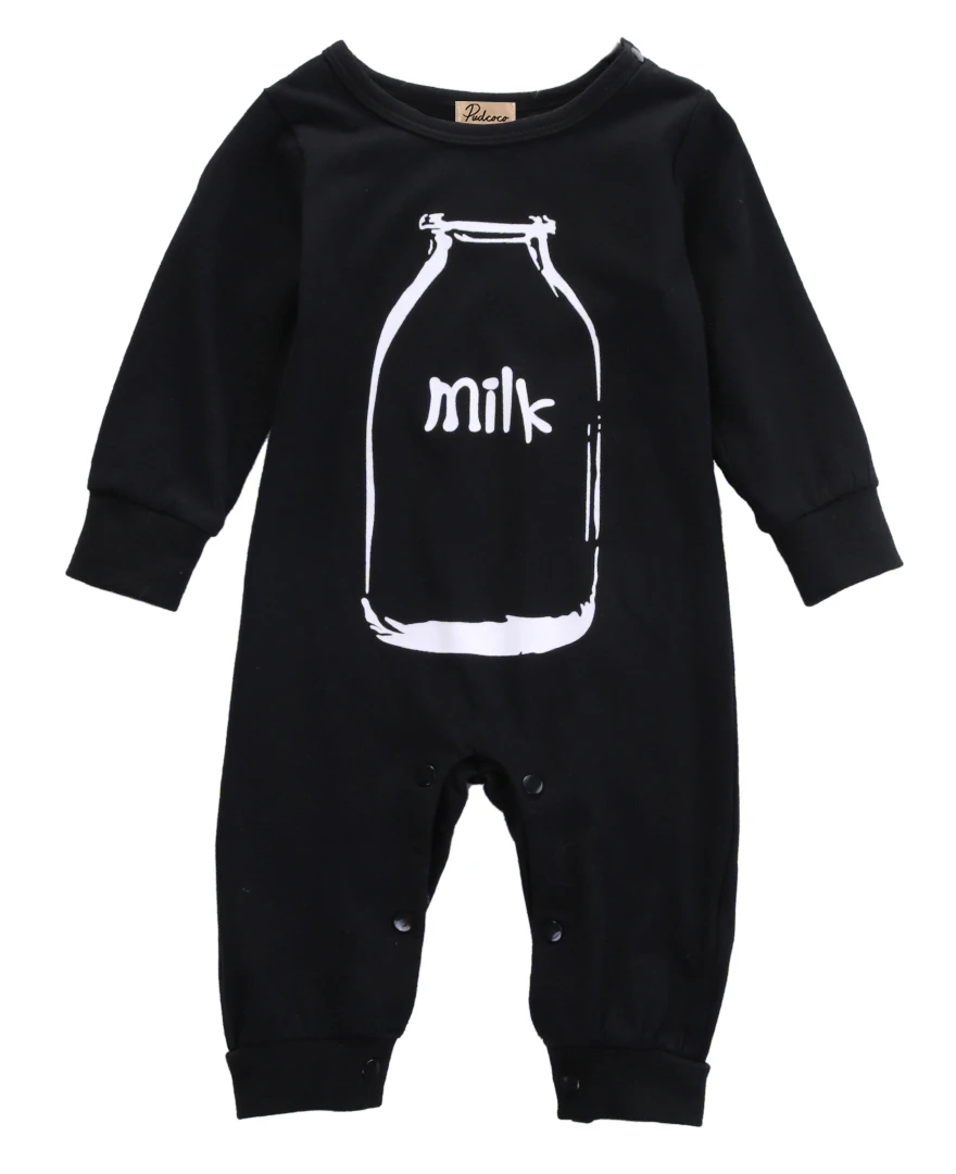 幼児赤ちゃん女の子長袖綿黒ミルクパターンロンパースベビー秋冬ロンパース Winter Rompers Romper Patternromper Baby Aliexpress
