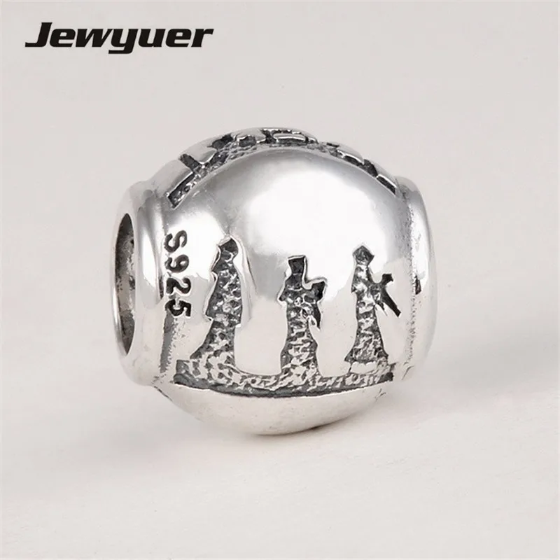 

Nacht Religious Silent Night Vintage charms 925 Sterling Silver jewelry charm Fit beads Bracelets DIY Memnon fine jewelry BE201
