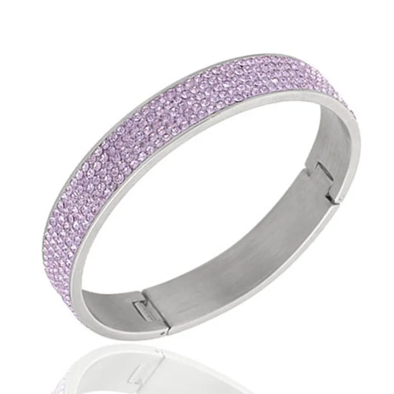 Цена прозрачный цвет кристалл пользовательские ювелирные изделия из нержавеющей стали браслеты Свадьба/Engaement браслет