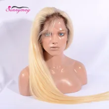 10 A Grade Dark Root Blonde Color Brazilian Virgin Human Hair full Lace Human Hair Wig In Stock Ombre 613 Color Human Hair Wigs