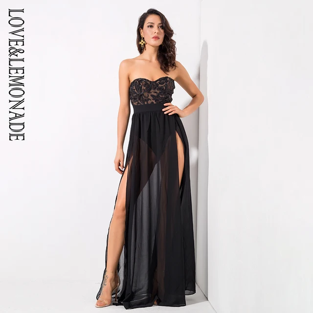 Black Sequin Chiffon Dress