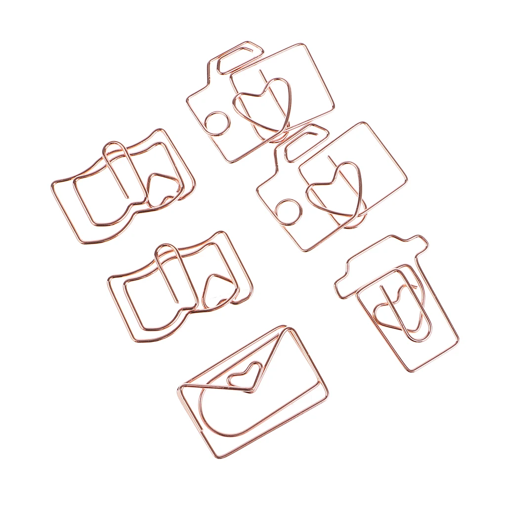 10 Pieces Assorted Shape Bookmarks File Paper Documents Paperclips Metal Clips