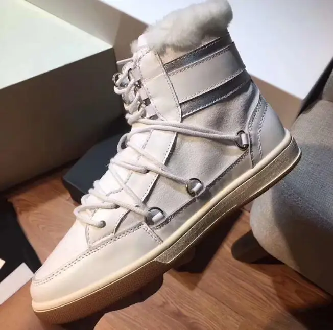 Invierno Pisos Plata Tobillo Nieve De Las Blanco Genuino Zapatos Cuero Zapatillas 2019 as Felpa Botas Mujeres Pic Pic As La Caliente Para Botines P8qAww