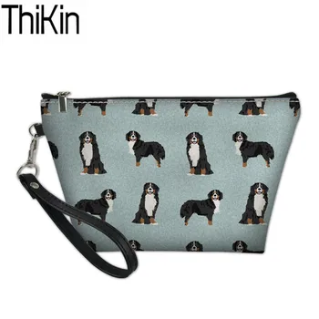 

THIKIN Women Large Capacity Cosmetic Cases Ladies Bernese Mountain Dog Printing Make Up Bags for Females Travel Organizer Bolsa
