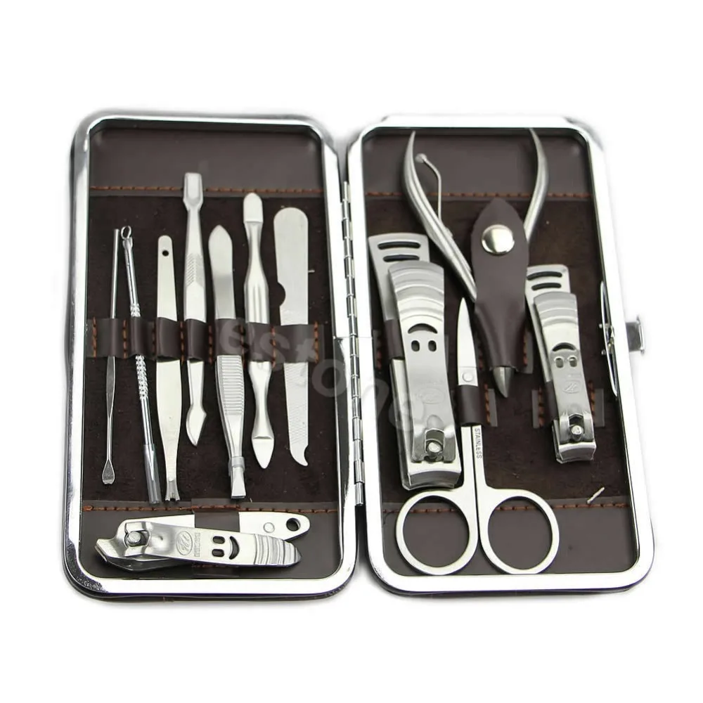  12 in1 Manicure Set Stainless Nail Clipper Kit Nail Care Set Nail Clippers Cuticle Grooming Kit Uti