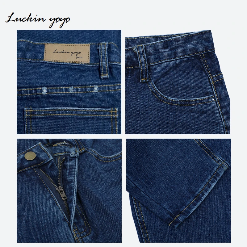 Lukin yoyo Cowboy Women Jeans Pants Casual High Waist Jeans Femme Dark Blue Denim Loose Jeans Pencil Trousers 2018 Mom Jeans
