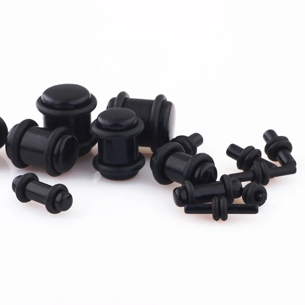 JUNLOWPY Ear Bone Piercing Acrylic White Black Grow In the Dark Earring Gauge Expander Stretcher Plug and Tunnel Piercing 100pcs