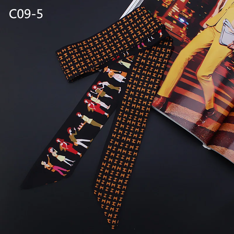 Шарф дизайн Парижа Праздничная сумка с завязками маленькая лента Ms. Твиловая, шёлковая Косынка повязка для головы шарф - Цвет: 5