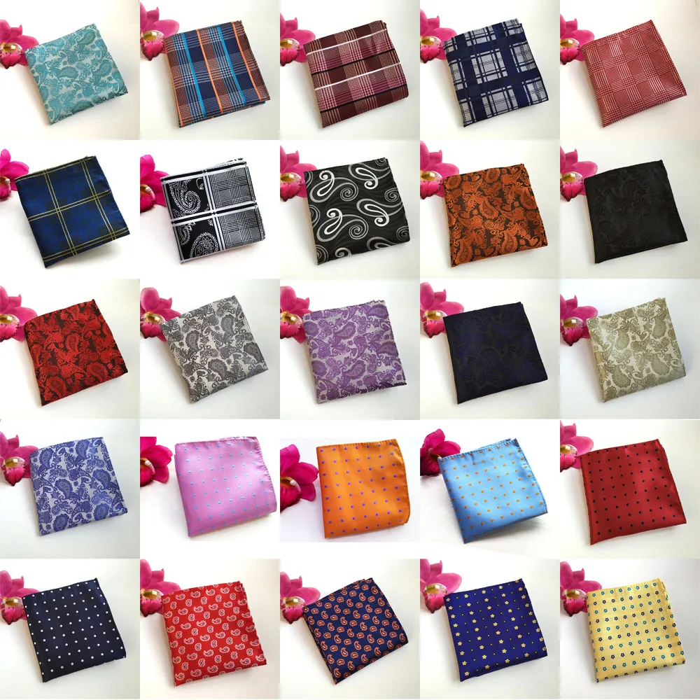 Colorful Men font b Tartan b font Plaid Flowers Paisley Leopard Cotton Pocket Square HZTIE0027