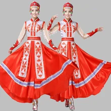Женский длинный дизайн, одежда для выступлений, расширенная монгольская одежда для латинских танцев, Китайская вышивка, одежда, одежда в монгольском стиле