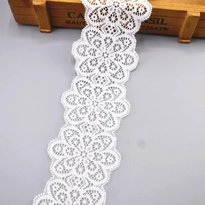 Elastic White Lace Ribbon African Lace Fabric Sewing Elasticity Embroidered Lace Trim Wedding Dress Clothing Accessories Ribbons