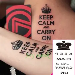 Водостойкая временная татуировка наклейка английский "KEEP CALM and CARRY ON" tatto sticker s флэш-тату поддельные татуировки для мужчин, женщин, девочек