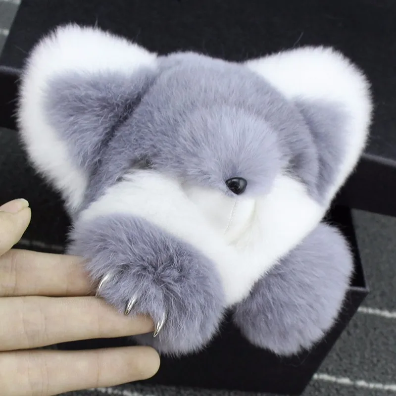 

JKP 18cm fashion rabbit fur fox key chain bag charming charm key chain toy plush ball car key ring car pendant