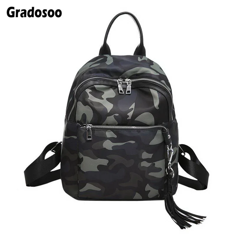 

Gradosoo Camouflage Backpack Female Casual Nylon Backpack School Bags For Girl Fashion Travel Teenager Shoulder Bag Women LBF64