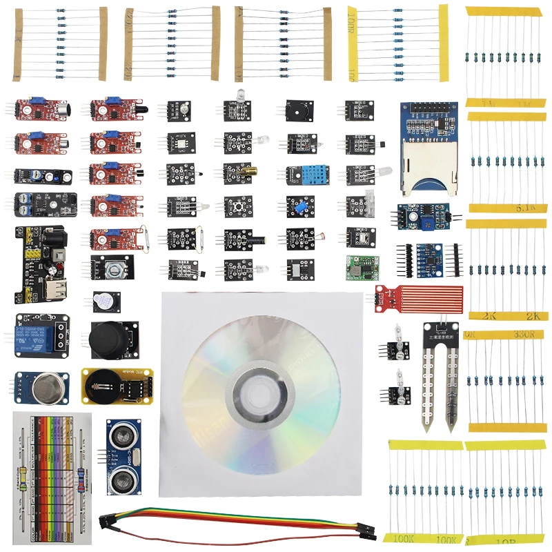 Starter Kit for Sensor Kit Resistor Set SD Reader Module Passive Buzzer Key Switch Accessories for UNO R3 for MEGA 2560 Starter Kit for Sensor Kit Resistor Set SD Reader Module Passive Buzzer Key Switch Accessories for UNO R3 for MEGA 2560