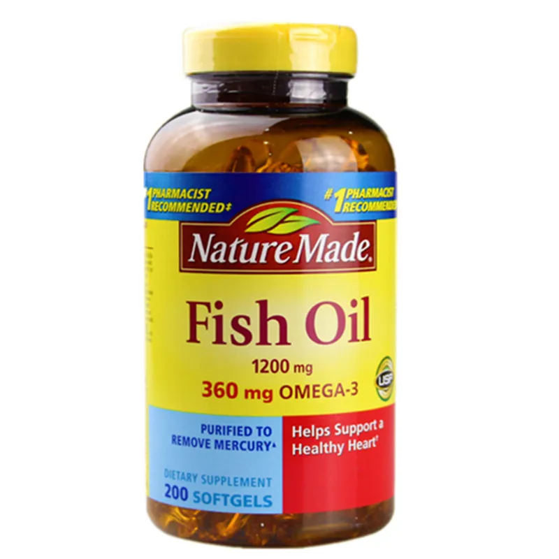 

Free shipping Fish Oil 1200 mg 360 mg omega-3 Helps support Healthy heart 200 pcs