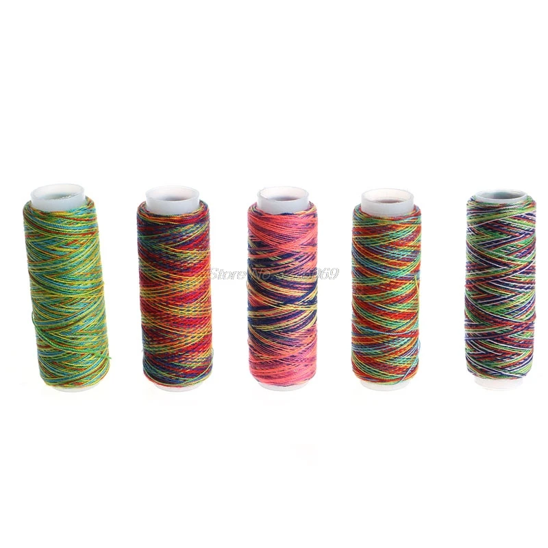 

5PCS Sewing Machine Threads Overlocking String Polyester Colorful