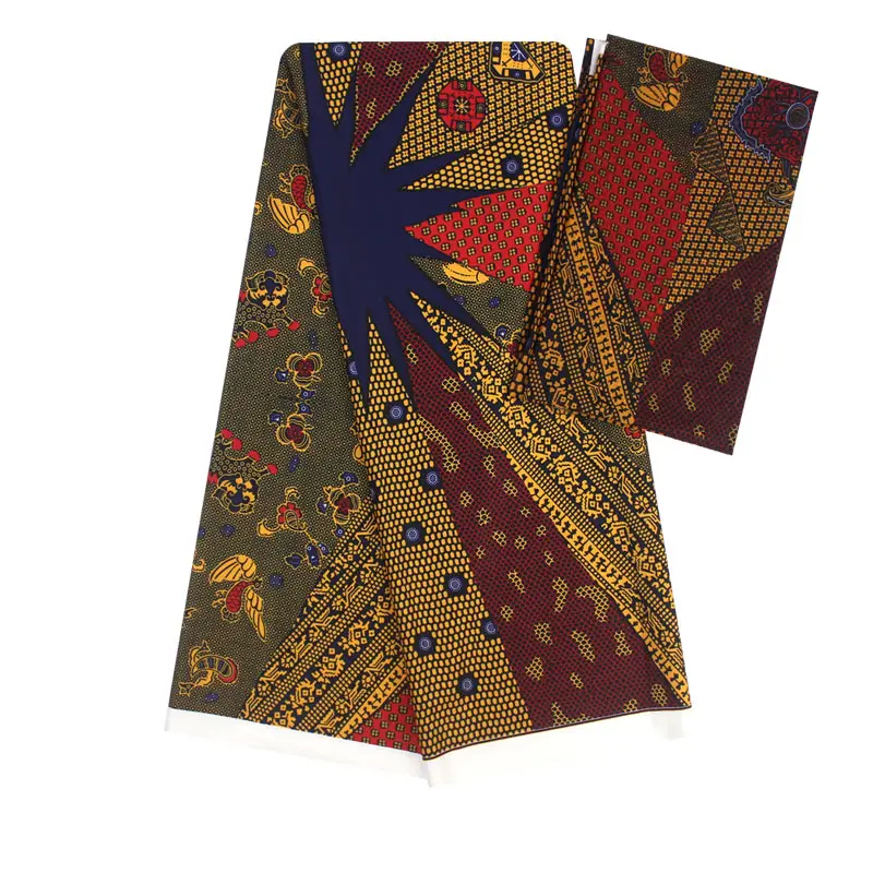 Африканская восковая имитация шелковой ткани Анкара атласная ткань 4 ярдов audel/modell хлопчатобумажная ткань+ 2 ярдов шифоновый шарф f93-25